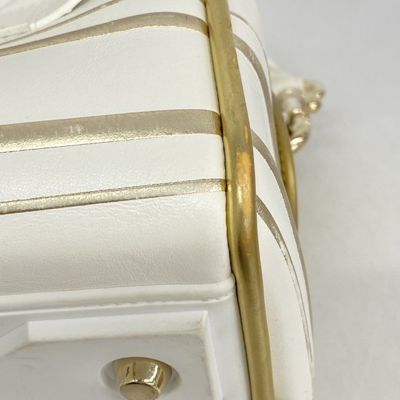 Christian Dior Cannage Bowling Bag in White, Gold, and Champagne Leather for ... - Picture 6 of 12